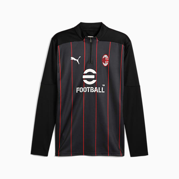 メンズ ACミラン プレマッチ クォータージップ トップ, PUMA Black-For All Time Red, extralarge-JPN