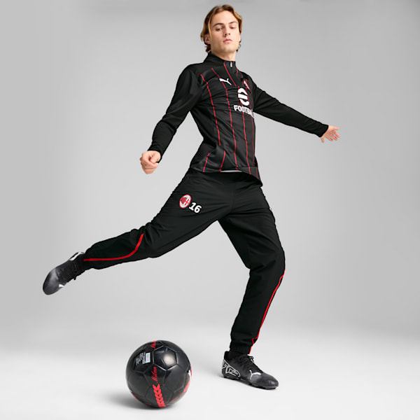 メンズ ACミラン プレマッチ クォータージップ トップ, PUMA Black-For All Time Red, extralarge-JPN