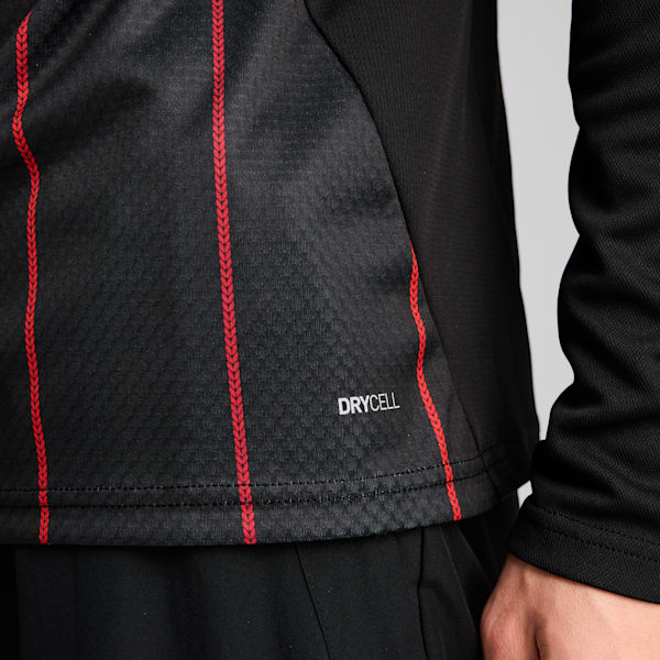 メンズ ACミラン プレマッチ クォータージップ トップ, PUMA Black-For All Time Red, extralarge-JPN