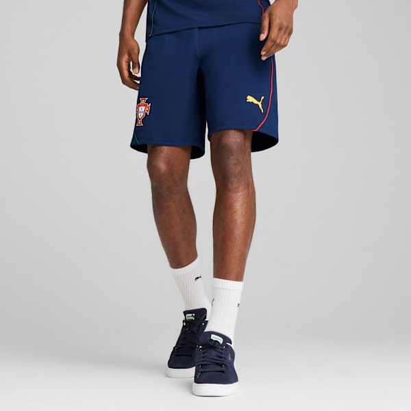 Portugal Men's Casual Shorts, Persian Blue-Sunny Yellow, extralarge