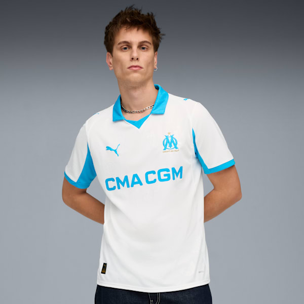Olympique de Marseille 25/26 Home Jersey Men, PUMA White-Bleu Azur, extralarge