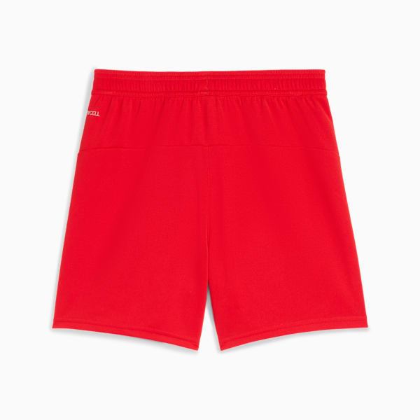 Red PUMA training shorts for adults with an elasticated waistband and short legs.