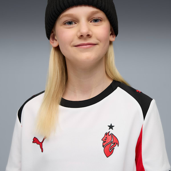 Jersey AC Milan 25/26 Replica Away para adolescentes, PUMA White-For All Time Red, extralarge