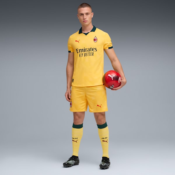 25/26 AC MILAN THIRD KIT Replica Men’s Football Shorts, Sunny Yellow-Dark Myrtle, extralarge-IND