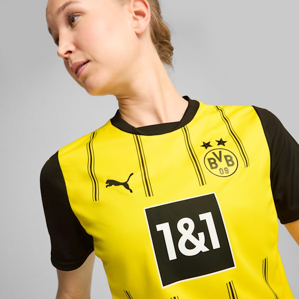 Camiseta de fútbol local del Borussia Dortmund 24/25 para mujer, Faster Yellow-PUMA Black, extralarge