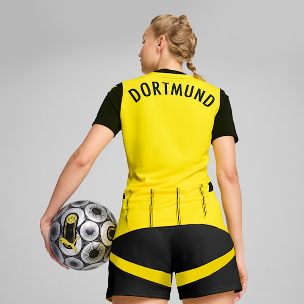 Camiseta de fútbol local del Borussia Dortmund 24/25 para mujer, Faster Yellow-PUMA Black, extralarge