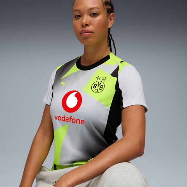 Borussia Dortmund Women's Away Jersey Replica, Silver Mist-Yellow Alert, extralarge-IND