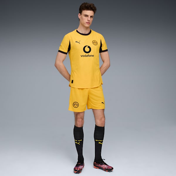 Borussia Dortmund 25/26 Authentic Cup Men's Soccer Jersey, Yellow Sizzle-PUMA Black, extralarge