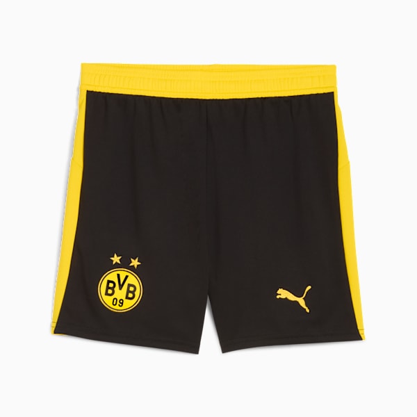 BVB Shorts Rep w/blocking Youth, PUMA Black-Faster Yellow, extralarge