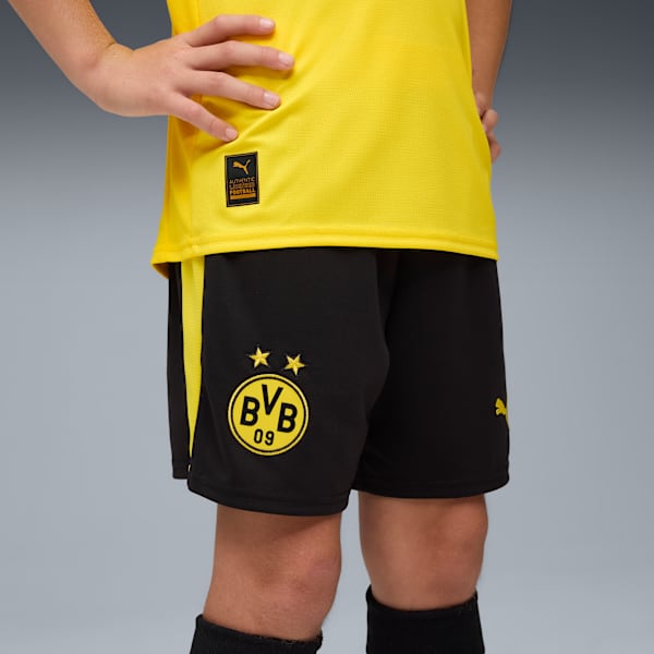 BVB Shorts Rep w/blocking Youth, PUMA Black-Faster Yellow, extralarge