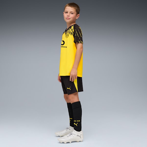 BVB Shorts Rep w/blocking Youth, PUMA Black-Faster Yellow, extralarge