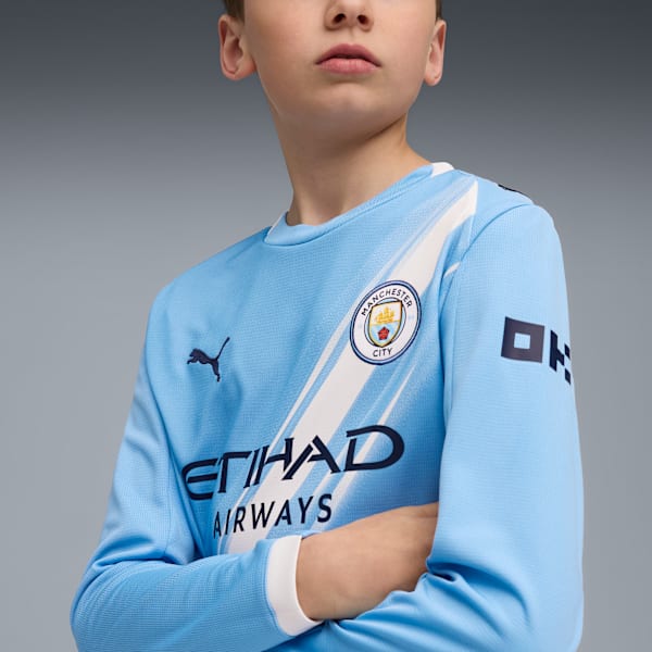 Manchester City 25/26 Long Sleeve Home Jersey Youth, Team Light Blue-PUMA White, extralarge-GBR