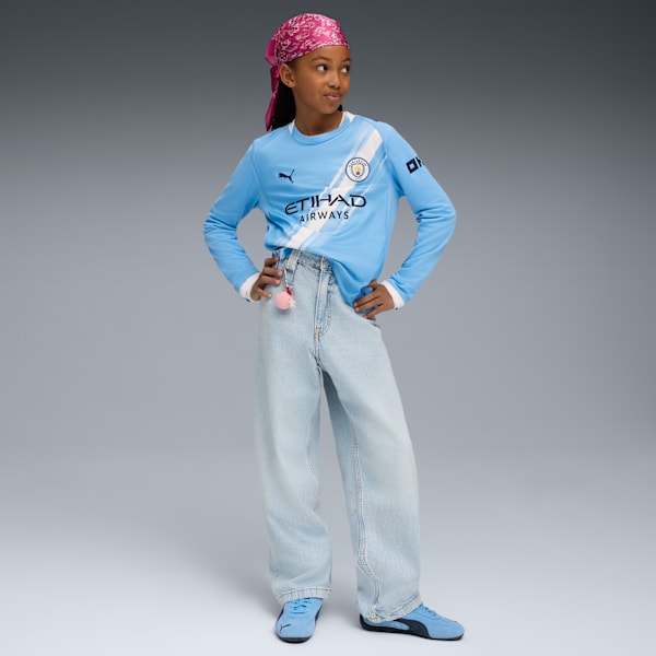 Manchester City 25/26 Long Sleeve Home Jersey Youth, Team Light Blue-PUMA White, extralarge-GBR
