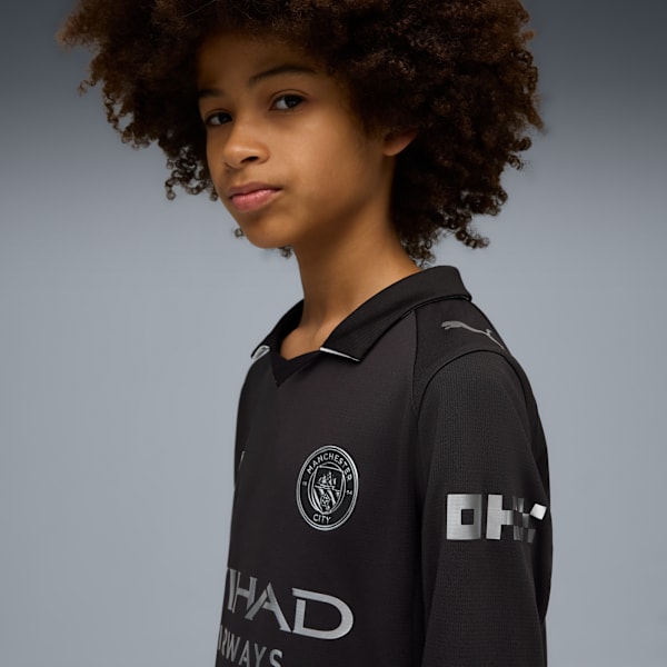 Manchester City Replica Youth Long-Sleeve Football Jersey, PUMA Black, extralarge-IND