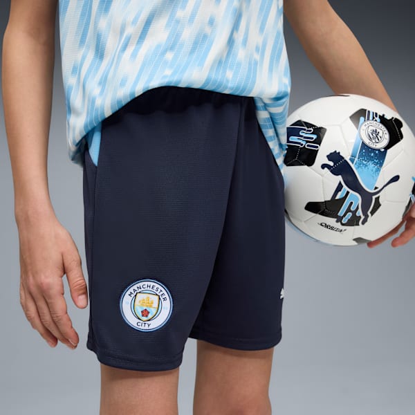 Manchester City 25/26 Kid's Home Replica Shorts, Deep Navy-Team Light Blue, extralarge-IND