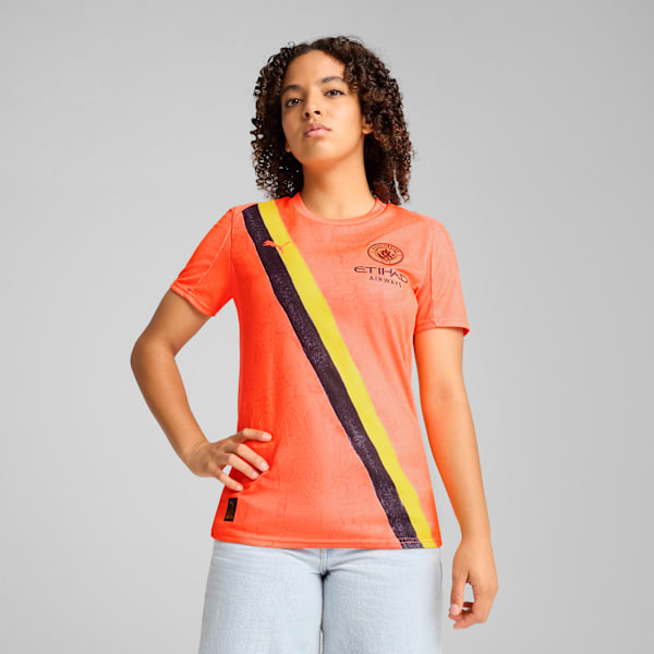 PUMA X KIDSUPER MCFC Women Performance Football Jersey, Neon Sun-PUMA Black, extralarge-IND