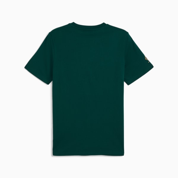 Green PUMA T-shirt for adults with short sleeves and a round neckline.