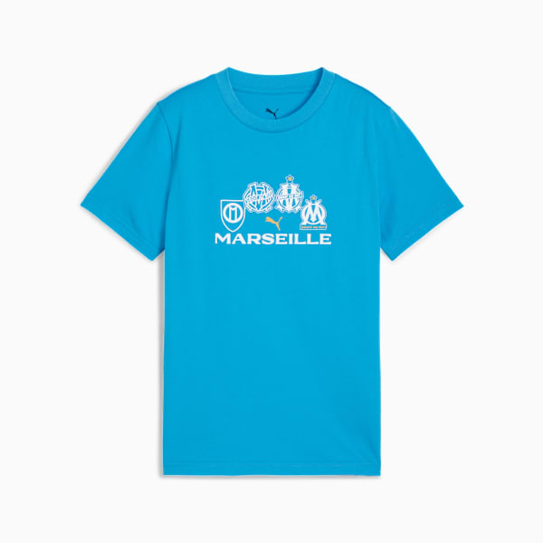 Olympique de Marseille FtblCulture Tee Youth, Bleu Azur-PUMA White, extralarge