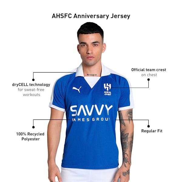 Al Hilal Saudi F.C. Anniversary Men's Football Jersey, Blue Intense-PUMA White, extralarge-IND