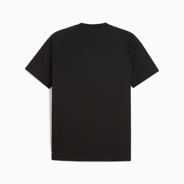 Black PUMA men's T-shirt with short sleeves and a round neckline.