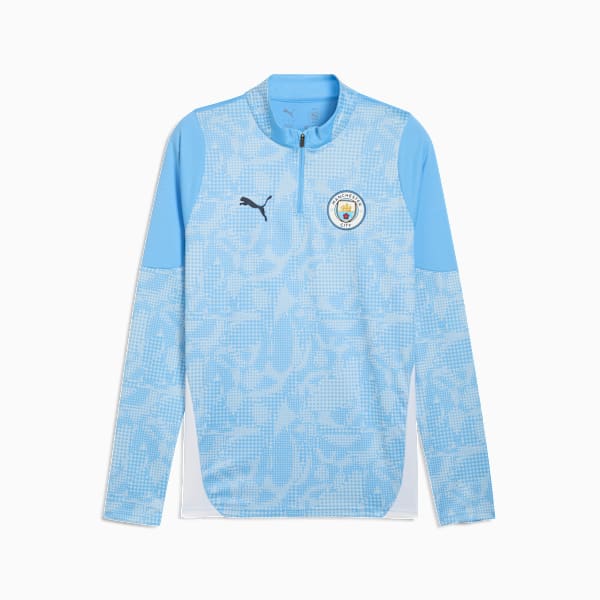 MCFC Men's Quarter-Zip Football Tee, Team Light Blue-PUMA White, extralarge-IND