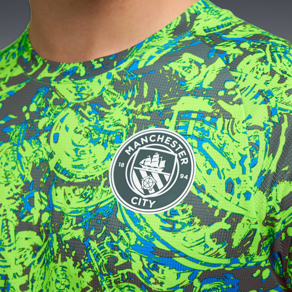 Manchester City Men's Soccer Warm-Up Jersey, Pro Green-Hyperlink Blue, extralarge