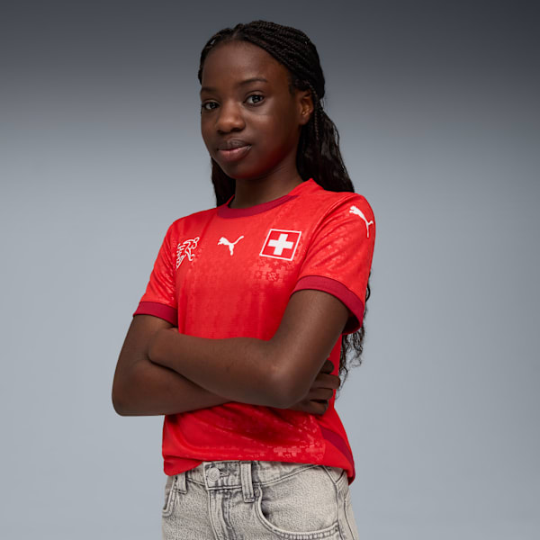 Switzerland Women's Team 2025 Home Jersey Youth, PUMA Red-Dark Crimson, extralarge-GBR