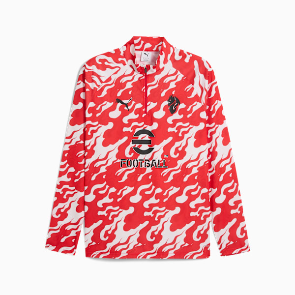 メンズ 2025-26 ACミラン プレマッチ クォータジップ トップ, PUMA White-For All Time Red, extralarge-JPN