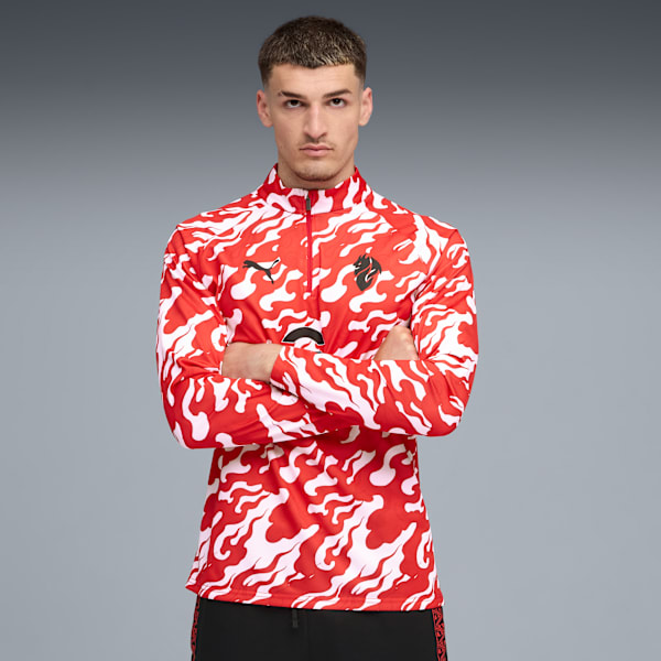 ACM Warm Up 1/4 Zip Top Men, PUMA White-For All Time Red, extralarge