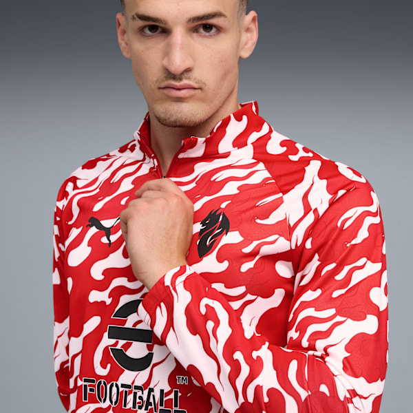 ACM Warm Up 1/4 Zip Top Men, PUMA White-For All Time Red, extralarge