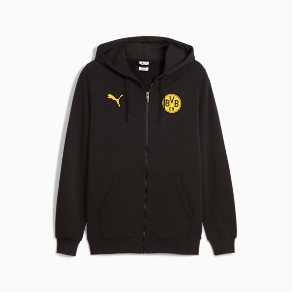 BVB FtblCltr Hood Sweat Jkt Men, PUMA Black-Faster Yellow, extralarge