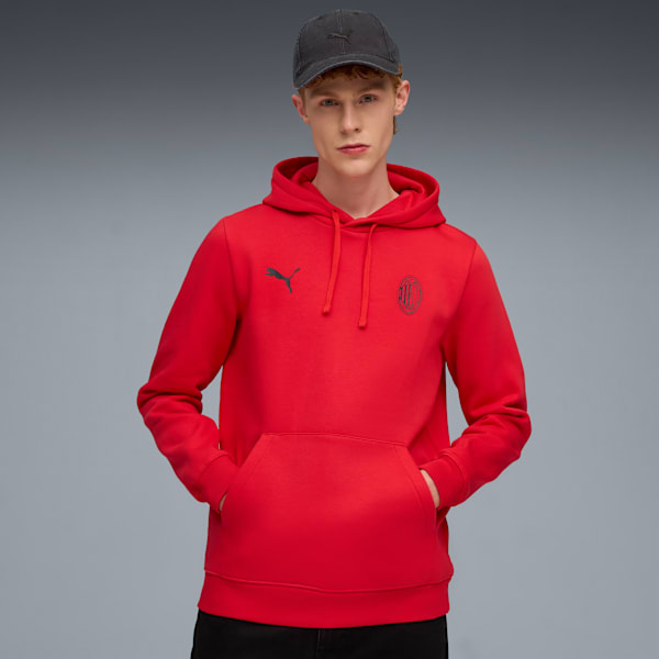 AC Milan FtblEssentials Hoodie Men, For All Time Red-PUMA Black, extralarge