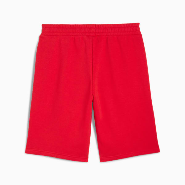 Red PUMA child's shorts with an elasticated waistband and a relaxed fit.