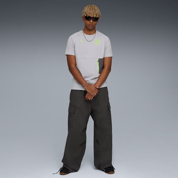 メンズ マンチェスターシティ FC プーマテック ポケット 半袖 Tシャツ, Galactic Gray-Pro Green, extralarge-JPN