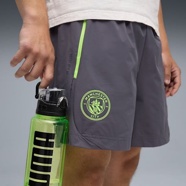 メンズ マンチェスターシティ FC プーマテック リラックスド ウーブン ショーツ, Galactic Gray-Pro Green, extralarge-JPN