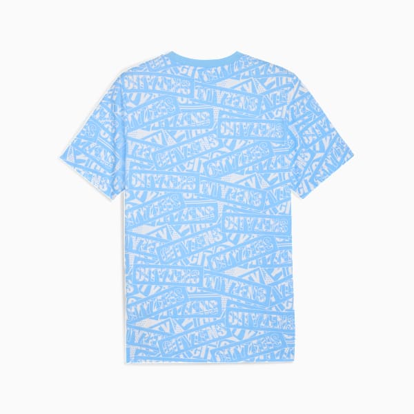 Light blue PUMA T-shirt for adults with an all-over 'Citizens' print design.