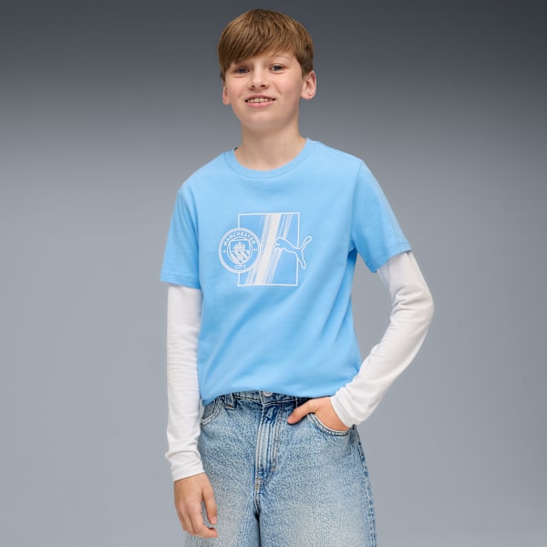 Manchester City FtblCulture Tee Youth, Team Light Blue-PUMA White, extralarge-GBR