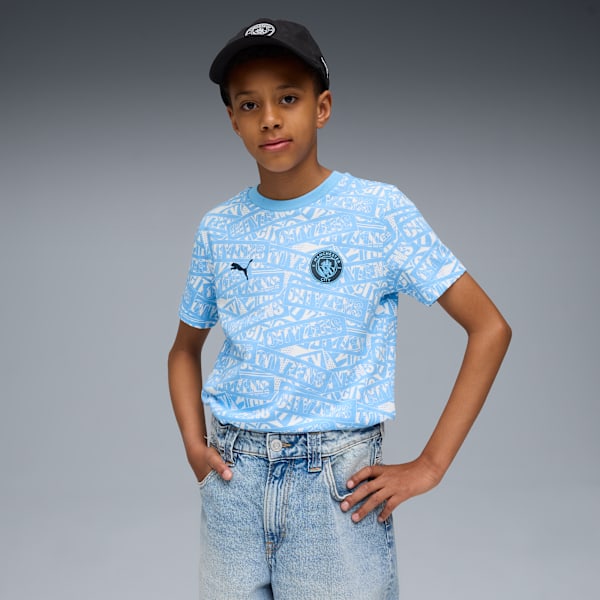 Manchester City FtblCulture All-Over Print Tee Youth, Team Light Blue-PUMA White, extralarge-GBR