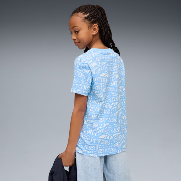Manchester City FtblCulture All-Over Print Tee Youth, Team Light Blue-PUMA White, extralarge-GBR