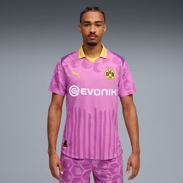 KIDSUPER x BORUSSIA DORTMUND Authentic Jersey Men, Mauve Pop-Faster Yellow, extralarge