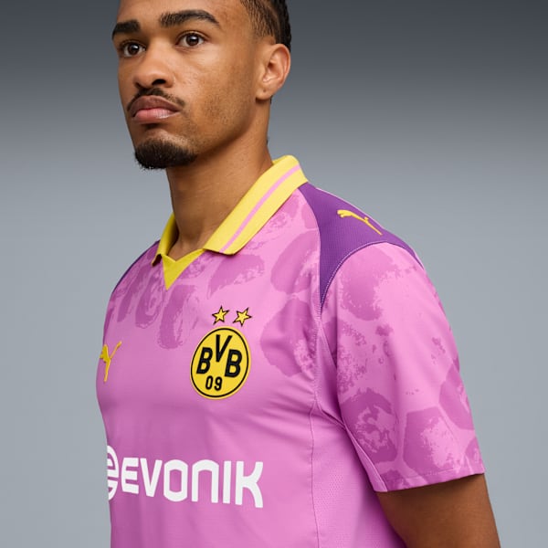 KIDSUPER x BORUSSIA DORTMUND Authentic Jersey Men, Mauve Pop-Faster Yellow, extralarge