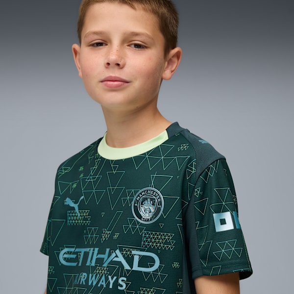 Maillot de soccer authentique Manchester City 25/26 extérieur Enfant et adolescent, Green Terrain, extralarge