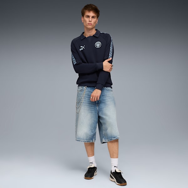 メンズ マンチェスターシティ FC キング ドリル トップ, Deep Navy-Team Light Blue, extralarge-JPN
