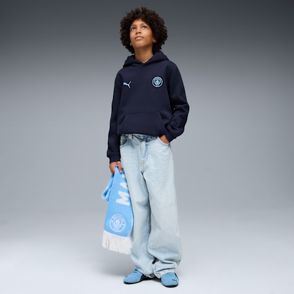 Manchester City FtblEssentials Hoodie Big Kids, PUMA Navy-Team Light Blue, extralarge