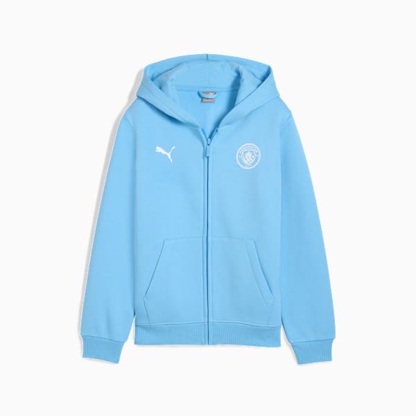 Manchester City FtblEssentials Hooded Jacket Big Kids, Team Light Blue-PUMA White, extralarge