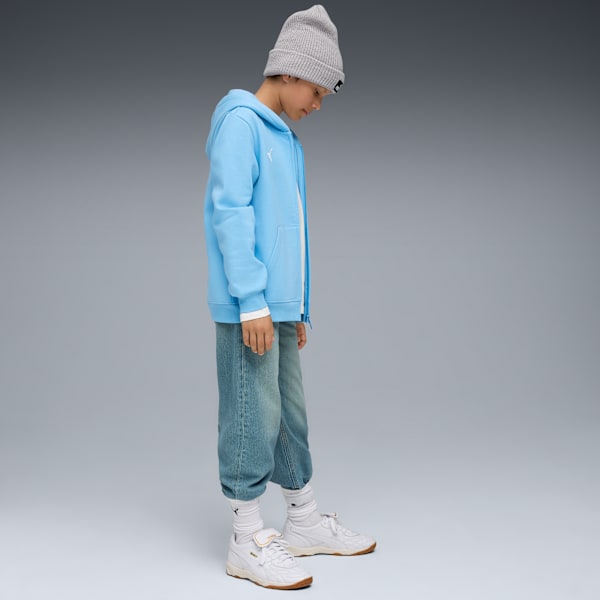 Manchester City FtblEssentials Hooded Jacket Big Kids, Team Light Blue-PUMA White, extralarge