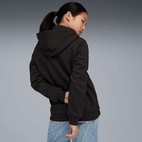 Manchester City FtblEssentials Hooded Jacket Big Kids, PUMA Black-Team Light Blue, extralarge