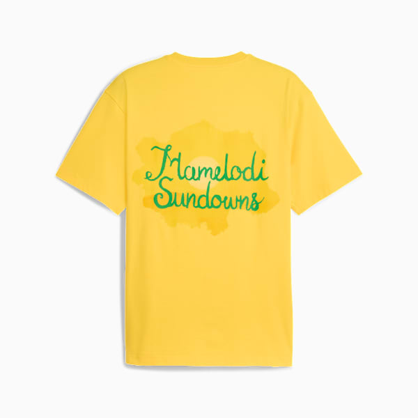 メンズ PUMA x KIDSUPER STUDIOS マメロディ サンダウンズFC グラフィック 半袖 Tシャツ, Pelé Yellow-Fast Green, extralarge-JPN