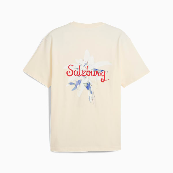 メンズ PUMA x KIDSUPER STUDIOS RBザルツブルク グラフィック 半袖 Tシャツ, Frosted Ivory-PUMA Red, extralarge-JPN