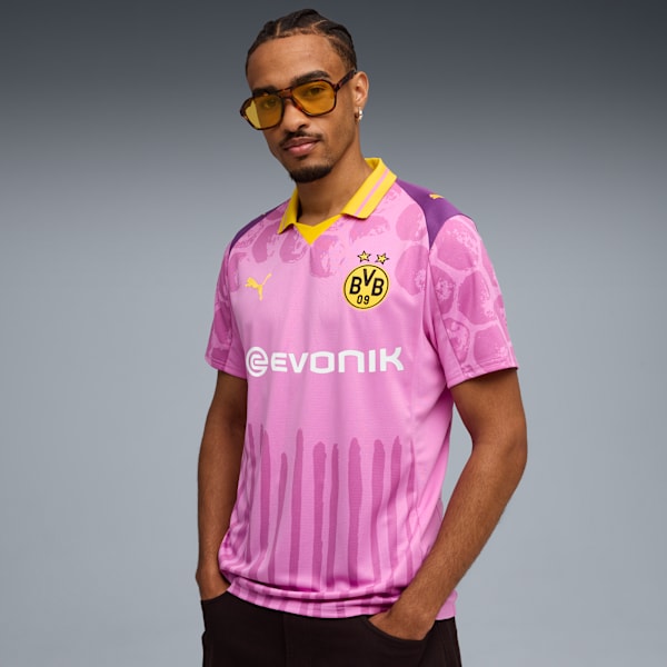 PUMA x KIDSUPER Borussia Dortmund Replica Men's Soccer Jersey, Mauve Pop-Faster Yellow, extralarge